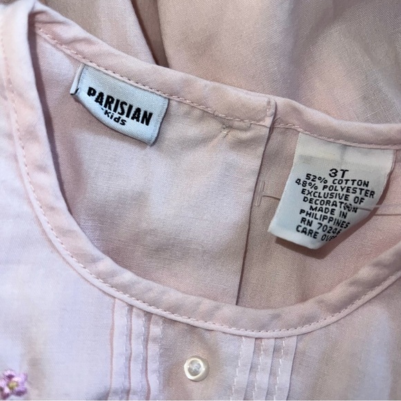 Parisian kids Pink Floral Embroidered smocked Dress Sz 3T - Picture 4 of 4